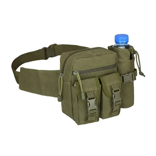 Men Tactical Molle Waist Pack Nylon Hiking Water Bottle Phone Pouch Outdoor Sports Hunting Climbing Camping Belt Bag