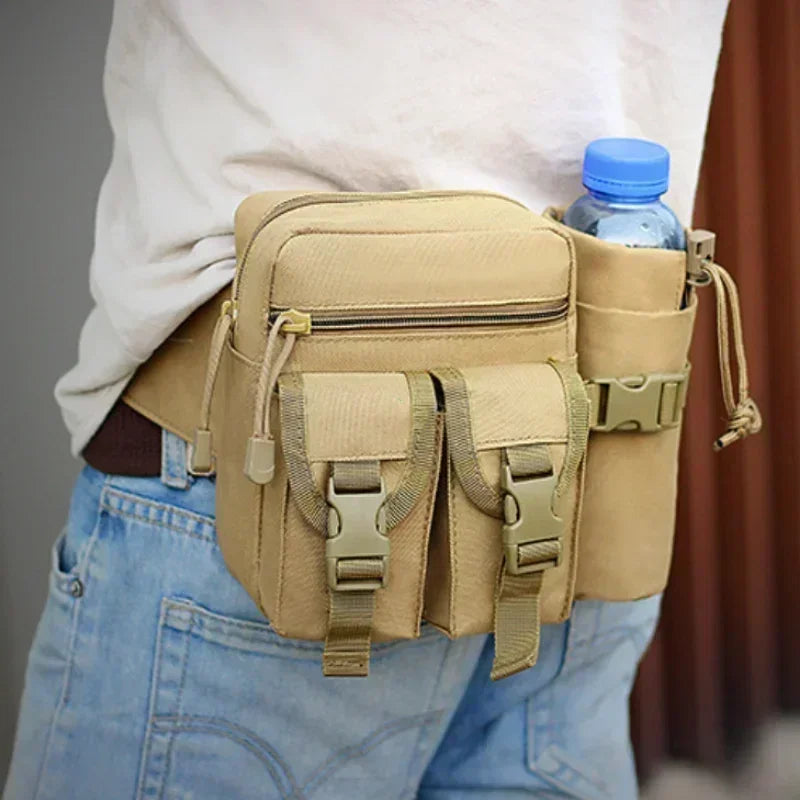 Men Tactical Molle Waist Pack Nylon Hiking Water Bottle Phone Pouch Outdoor Sports Hunting Climbing Camping Belt Bag