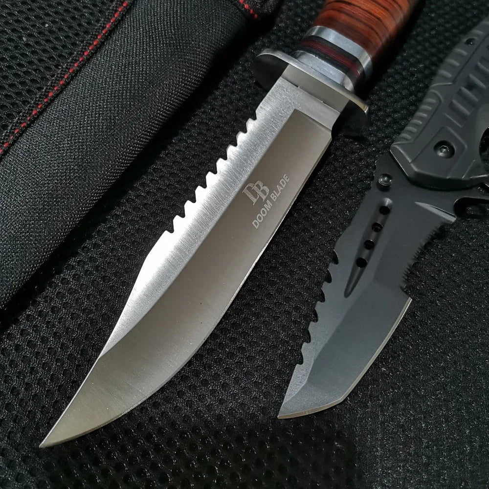 Premium Combo Set: 10.43" Fixed Blade & 8.39" Folding Knife - For Outdoor Adventures, Camping, Hunting & Survival