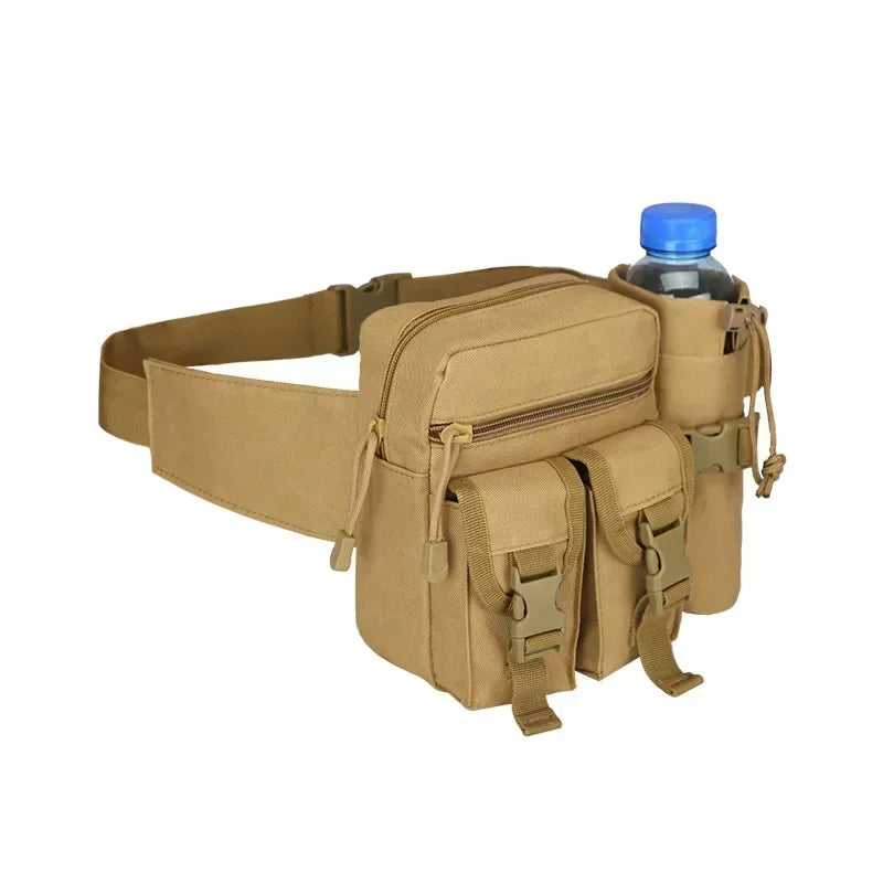 Men Tactical Molle Waist Pack Nylon Hiking Water Bottle Phone Pouch Outdoor Sports Hunting Climbing Camping Belt Bag