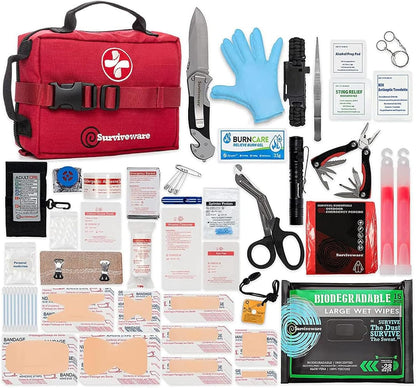 119 Pcs Comprehensive Premium Survival First Aid Kit - Medical Emergency Kit for Travel Camping Gear, Home Essentials & Outdoor Emergencies - HSA & FSA Eligible Survival Kit