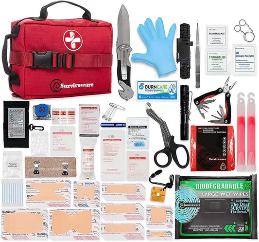 119 Pcs Comprehensive Premium Survival First Aid Kit - Medical Emergency Kit for Travel Camping Gear, Home Essentials & Outdoor Emergencies - HSA & FSA Eligible Survival Kit