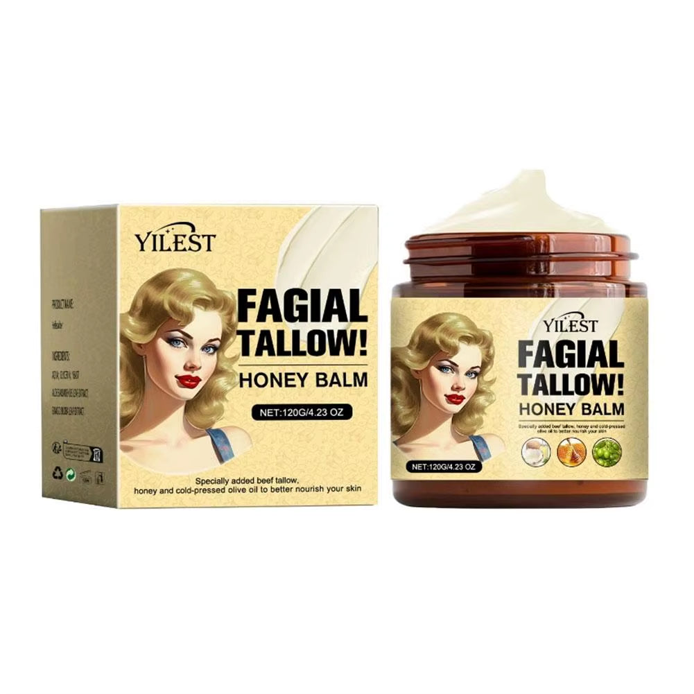 120G Whipped Beef Tallow and Honey Balm Beef Tallow Face Moisturizer Face & Body Skin Care Grass Fed Grass Finished Face Cream