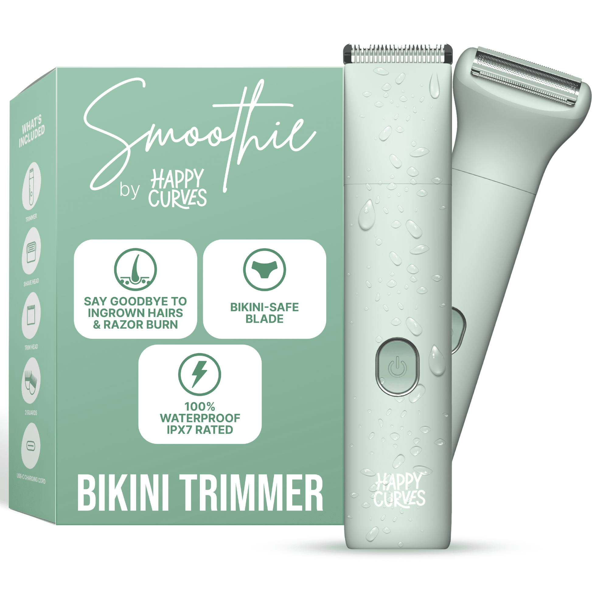 Smoothie Bikini Trimmer, Waterproof Electric Shaving Razor for Women (Mint)