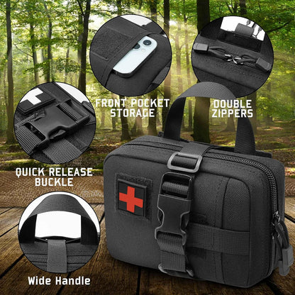 Tactical Survival Pouch Rip Away Molle Medical Kit Outdoor Sports Travel Camping Hiking Hunting Accessories Organizer Waist Bag