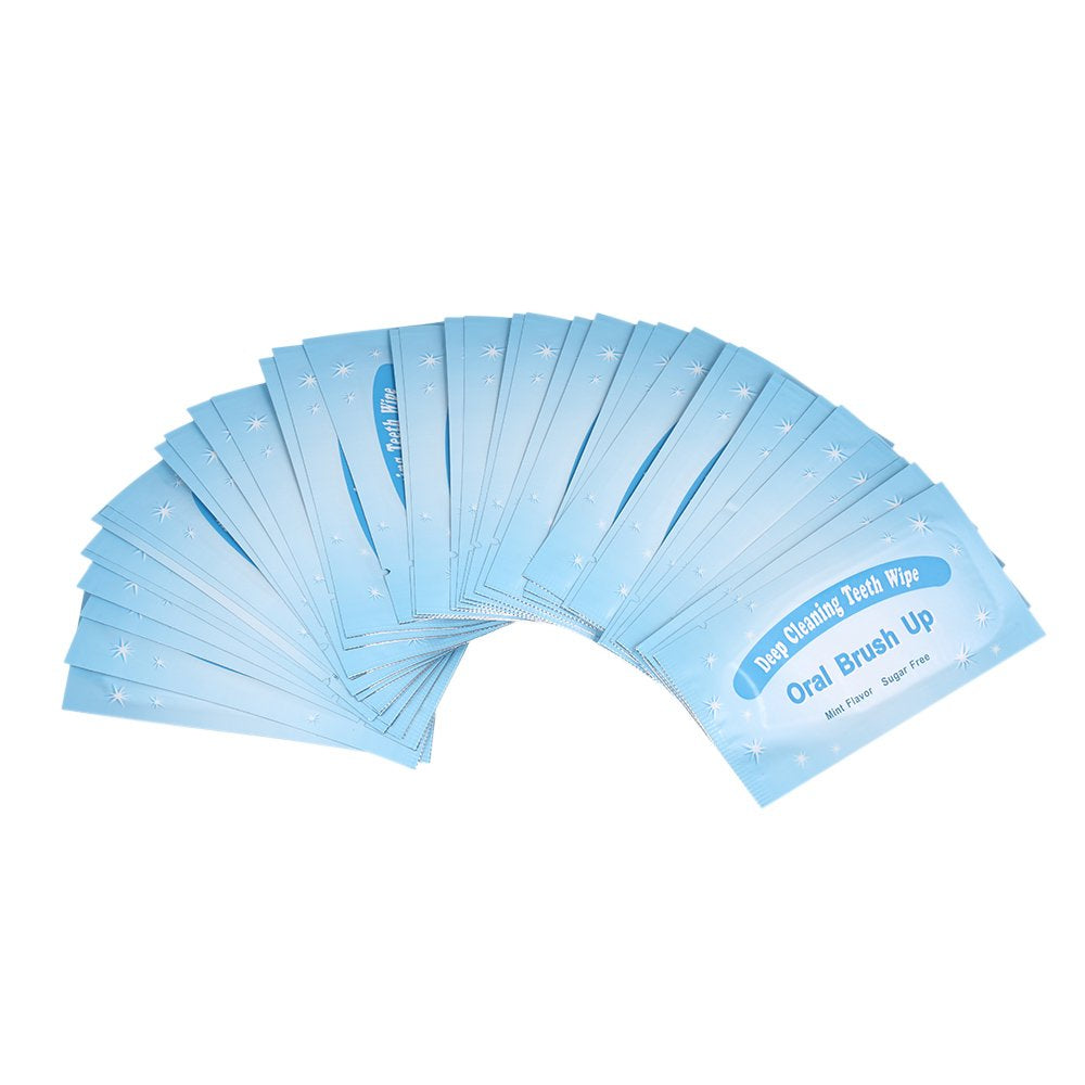 Mint-Flavored Oral Finger Wipes Teeth Whitening Wipes Oral Cleaning Wipe (100 Pcs)