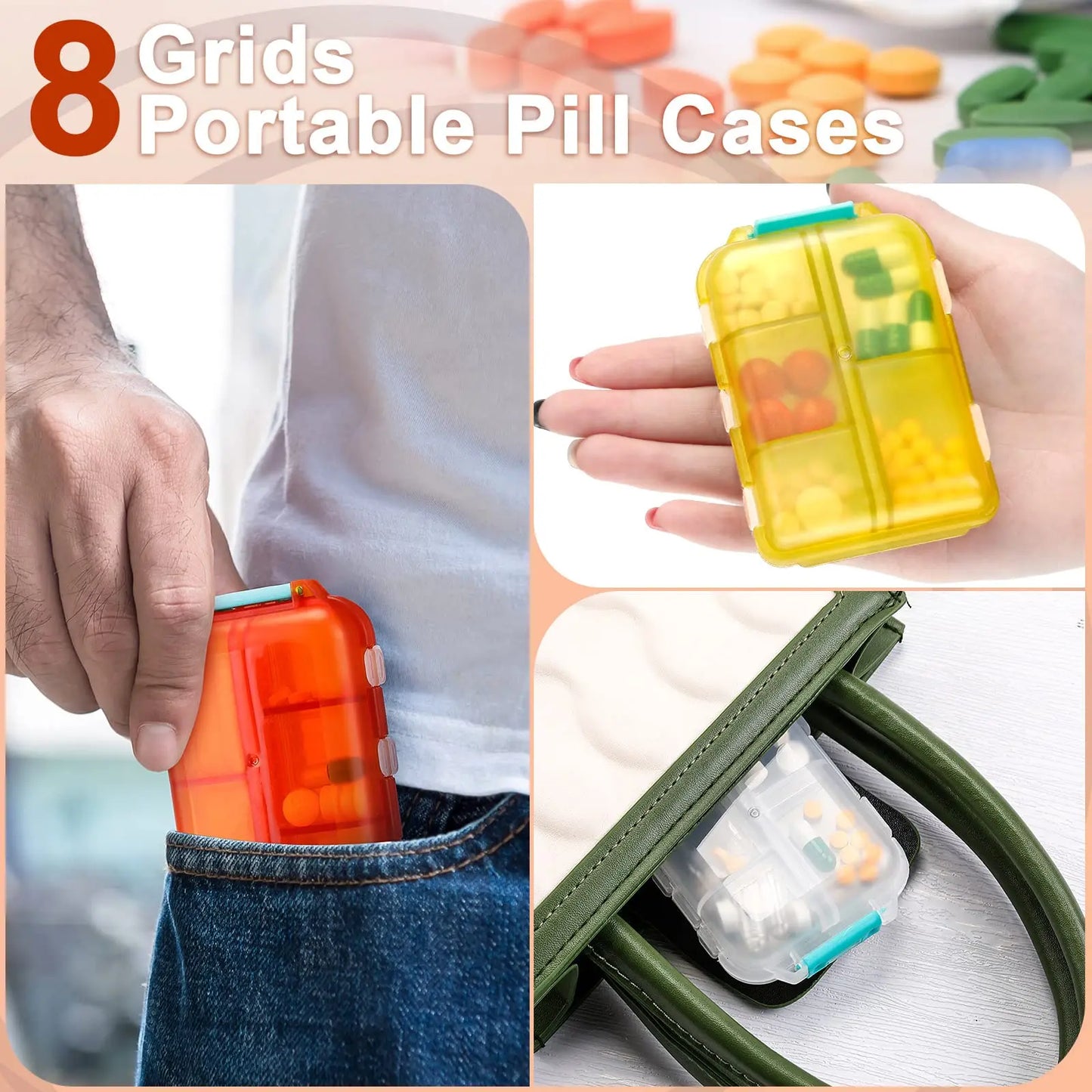 10 Compartments Travel Pill Organizer Pocket Portable Pill Storage Box