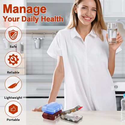 10 Compartments Travel Pill Organizer Pocket Portable Pill Storage Box