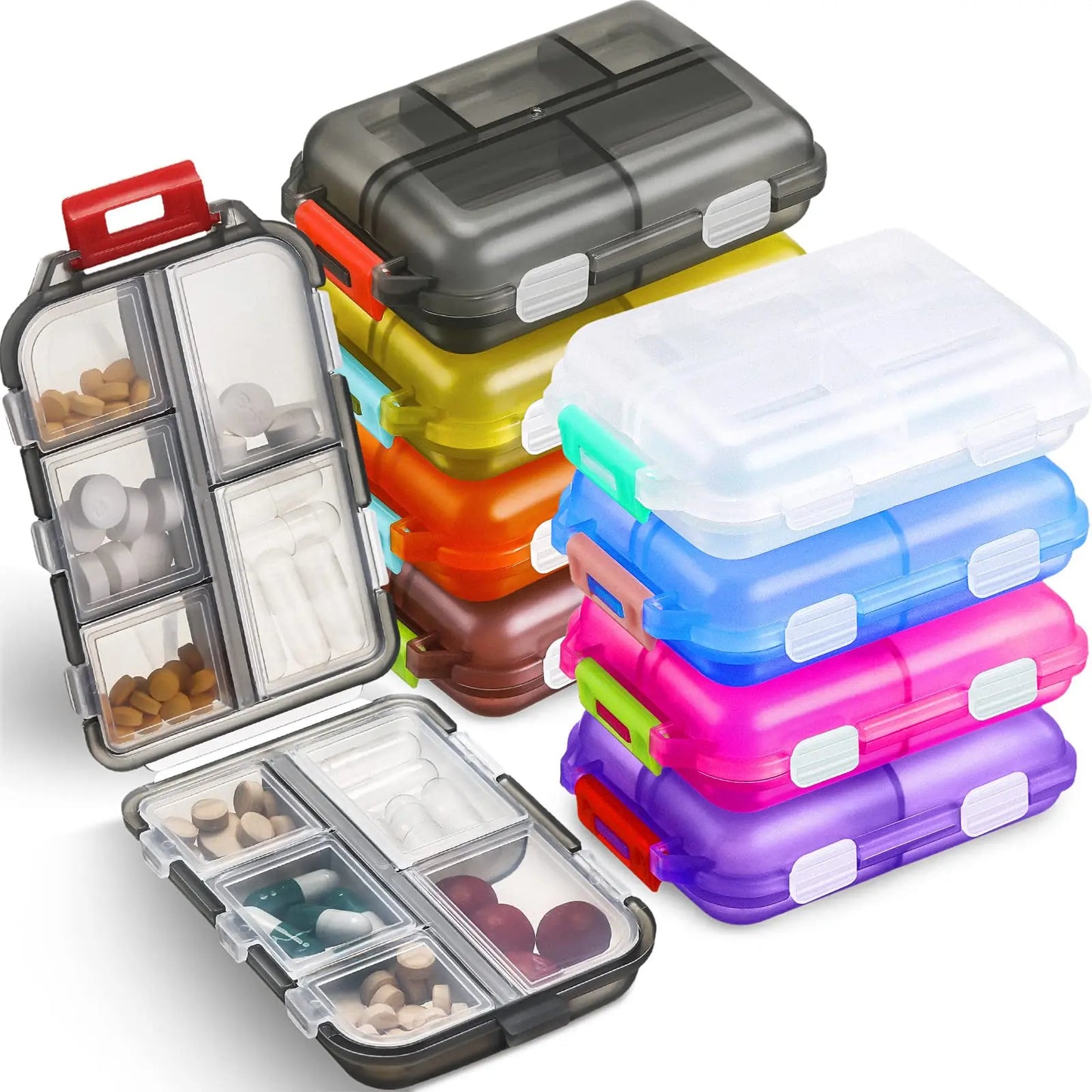 10 Compartments Travel Pill Organizer Pocket Portable Pill Storage Box