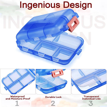 10 Compartments Travel Pill Organizer Pocket Portable Pill Storage Box