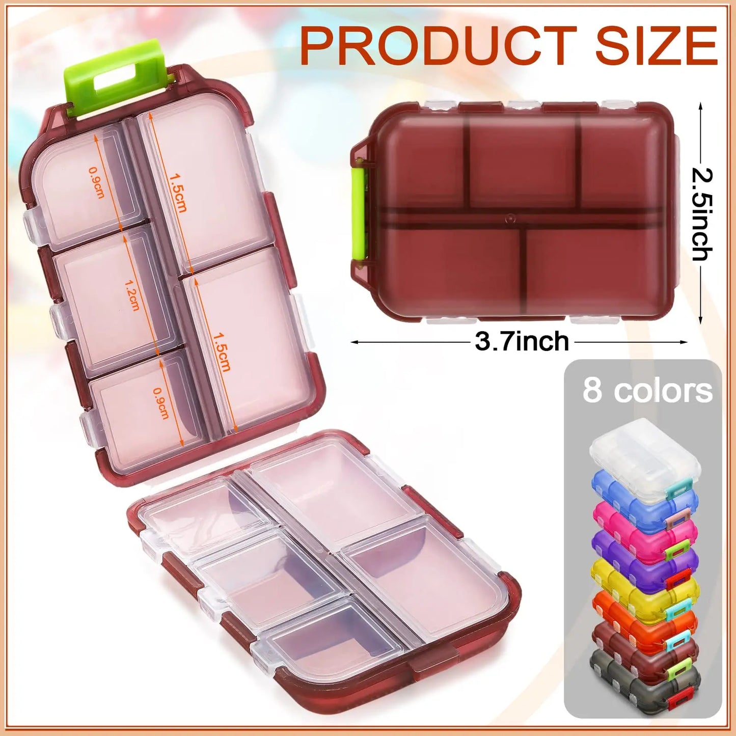 10 Compartments Travel Pill Organizer Pocket Portable Pill Storage Box