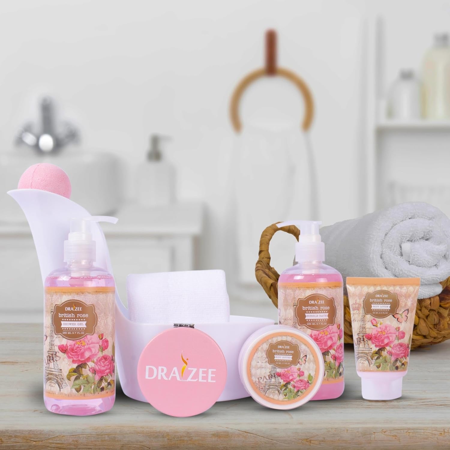 Luxury Spa Gifts for Women – 8 Pc Rose Scented Bath and Body Set with Bubble Bath, Lotion & More – Luxury Self Care Kit for Wife, Mom, Girlfriend, Birthday Gifts for Women by