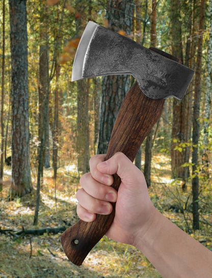 Camping Axe and Hatchet -11" Forged Carving Axe with Leather Sheath, Bushcraf...
