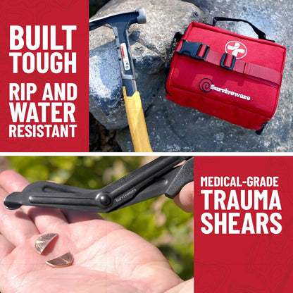 119 Pcs Comprehensive Premium Survival First Aid Kit - Medical Emergency Kit for Travel Camping Gear, Home Essentials & Outdoor Emergencies - HSA & FSA Eligible Survival Kit