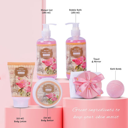 Luxury Spa Gifts for Women – 8 Pc Rose Scented Bath and Body Set with Bubble Bath, Lotion & More – Luxury Self Care Kit for Wife, Mom, Girlfriend, Birthday Gifts for Women by