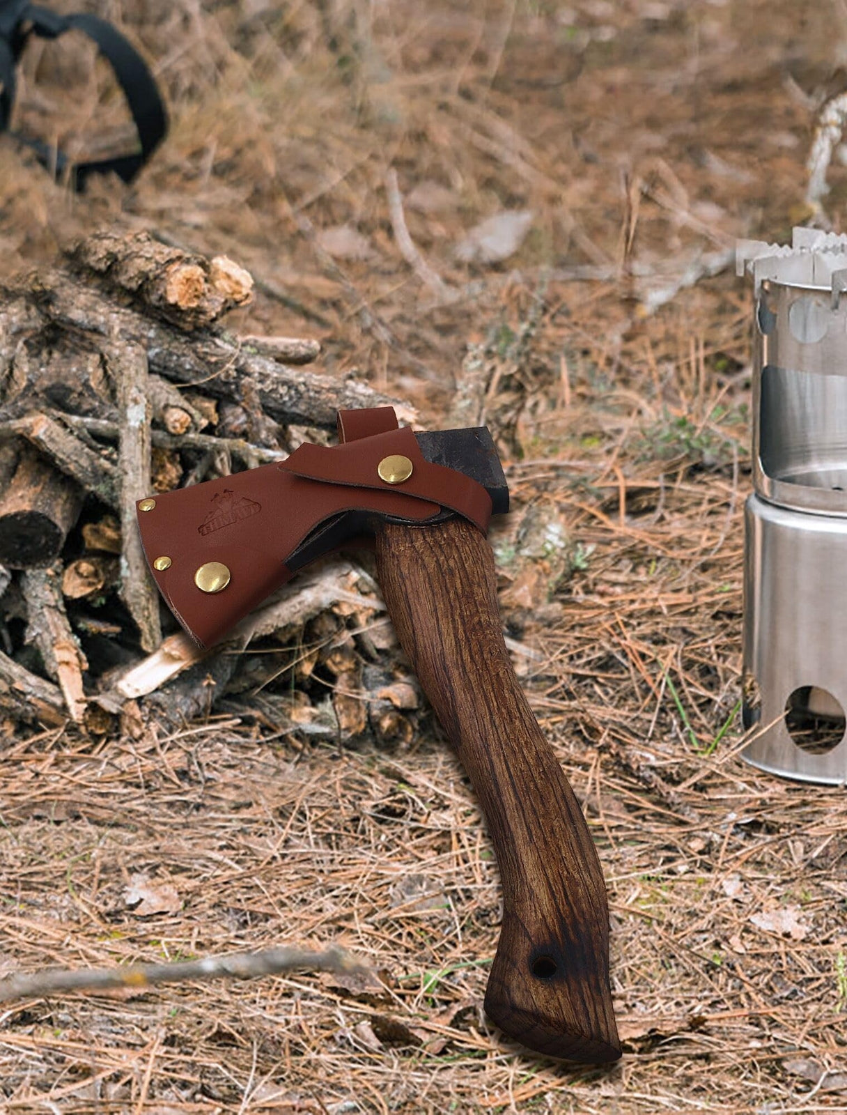 Camping Axe and Hatchet -11" Forged Carving Axe with Leather Sheath, Bushcraf...