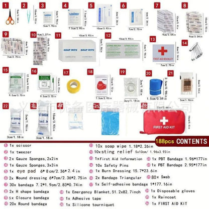 188-Piece Emergency First Aid Kit